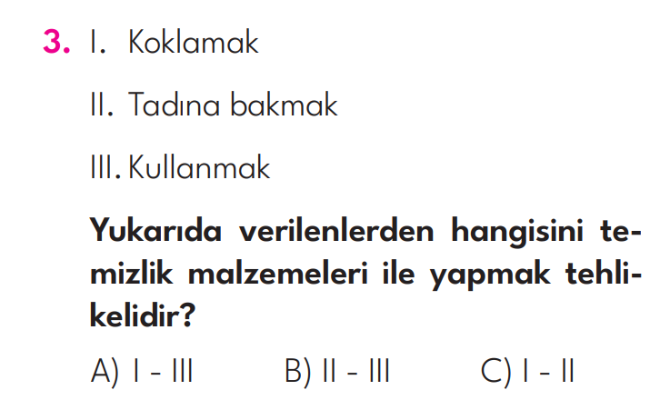 3. Sınıf 16. Hafta Değerlendirme Sınavı