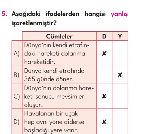 4.Sınıf 3. Hafta Değerlendirme Testi