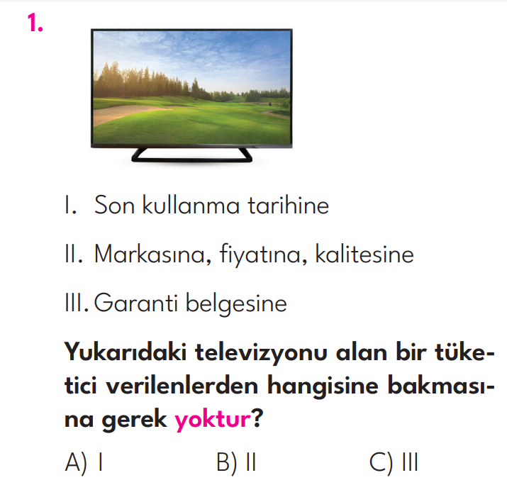 3. Sınıf 16. Hafta Değerlendirme Sınavı