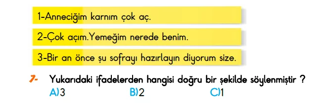 1. Sınıf Türkiye Geneli Kazanım Değerlendirme Sınavı 3