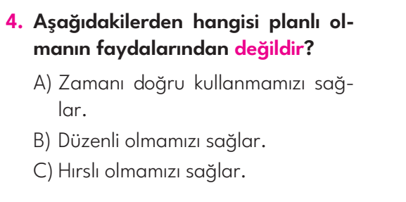 2. Sınıf 16. Hafta Değerlendirme Sınavı