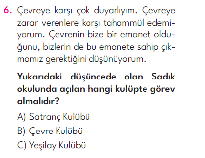 3.Sınıf 4. Hafta Değerlendirme Testi