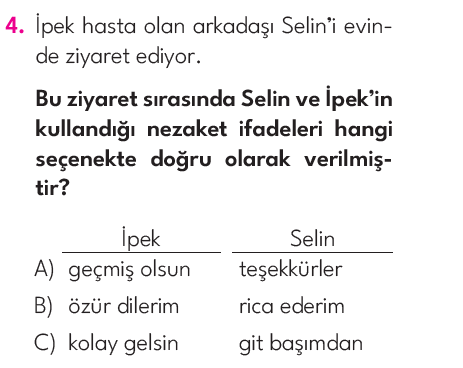 2.Sınıf 5. Hafta Değerlendirme Testi