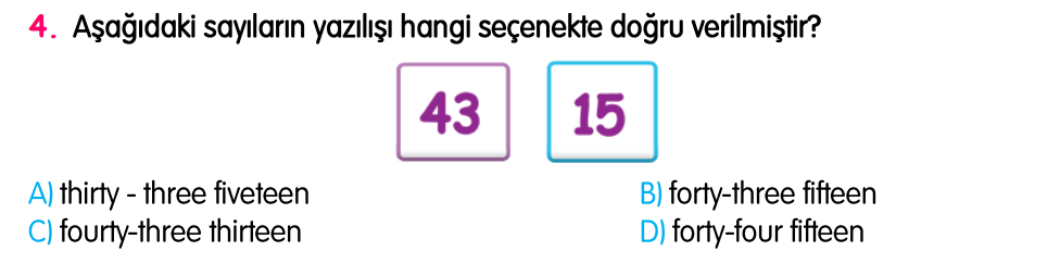4. Sınıf Konu Tekrar Soruları Testi