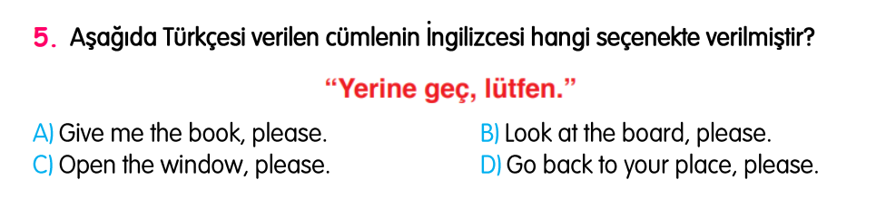 4. Sınıf Konu Tekrar Soruları Testi