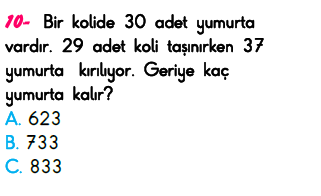 3. Sınıf Türkiye Geneli Kazanım Değerlendirme Sınavı 6