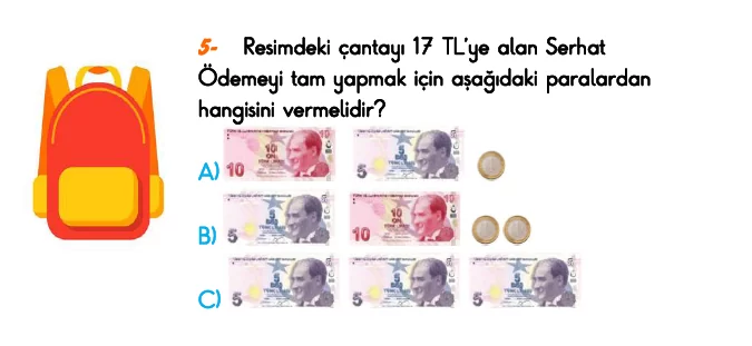 1. Sınıf Türkiye Geneli Kazanım Değerlendirme Sınavı 3