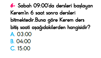 3. Sınıf Türkiye Geneli Kazanım Değerlendirme Sınavı 6