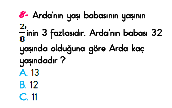 3. Sınıf Türkiye Geneli Kazanım Değerlendirme Sınavı 6