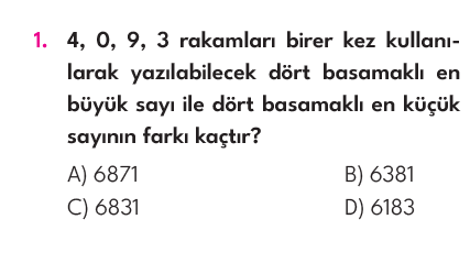 4.Sınıf 6. Hafta Değerlendirme Testi