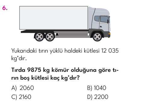 4.Sınıf 6. Hafta Değerlendirme Testi