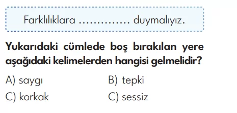 4.Sınıf 3. Hafta Değerlendirme Testi