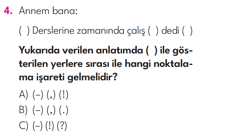 3. Sınıf 16. Hafta Değerlendirme Sınavı
