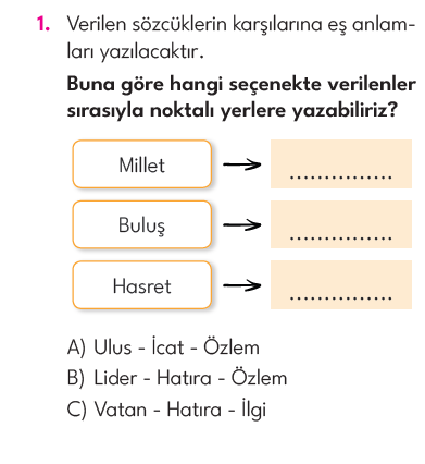 3.Sınıf 4. Hafta Değerlendirme Testi