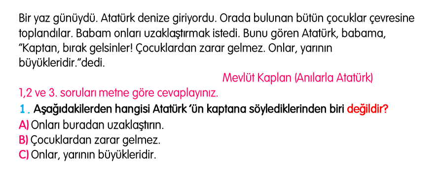 3.Sınıf Kasım Ara Tatil Değerlendirme Soruları