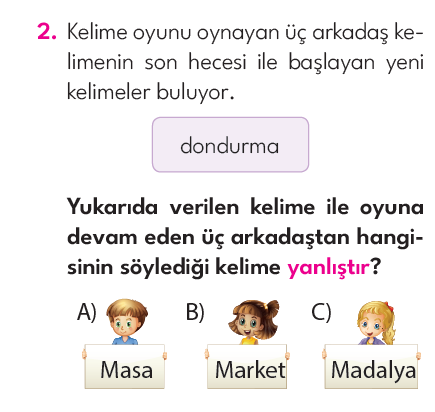 2.Sınıf 5. Hafta Değerlendirme Testi