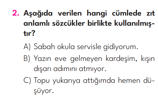 3.Sınıf 6. Hafta Değerlendirme Testi