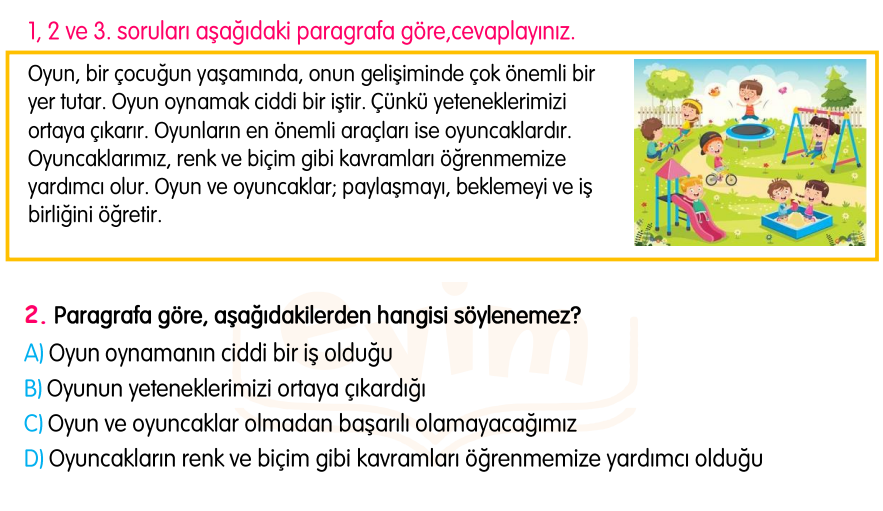 4. Sınıf Konu Tekrar Soruları Testi