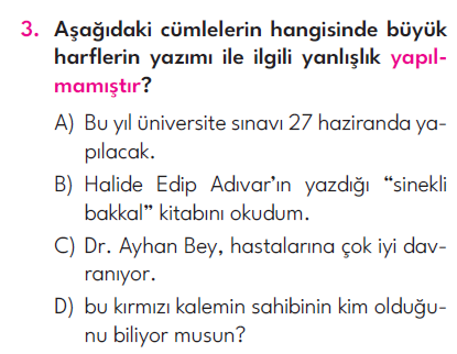 4.Sınıf 6. Hafta Değerlendirme Testi