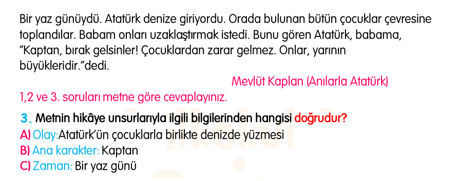 3.Sınıf Kasım Ara Tatil Değerlendirme Soruları