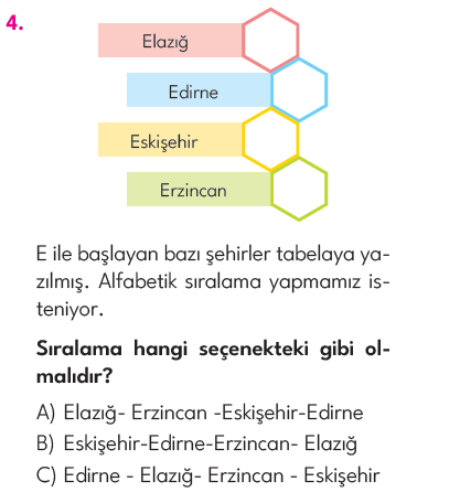 3.Sınıf 4. Hafta Değerlendirme Testi