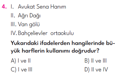 4.Sınıf 6. Hafta Değerlendirme Testi