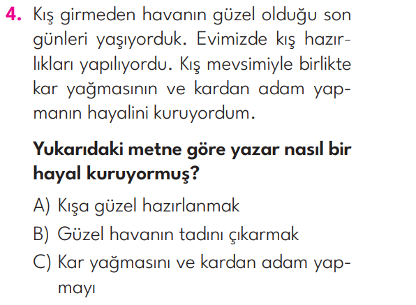 3.Sınıf 6. Hafta Değerlendirme Testi