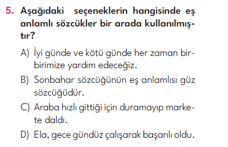 4.Sınıf 6. Hafta Değerlendirme Testi
