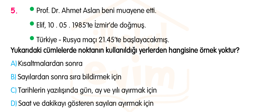 4. Sınıf Konu Tekrar Soruları Testi