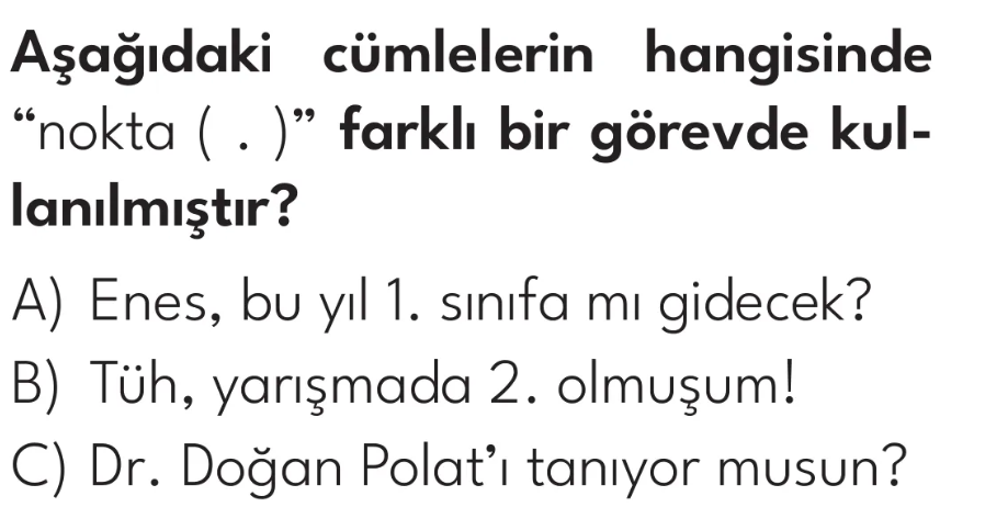 2.Sınıf 15. Hafta Süreç Değerlendirme